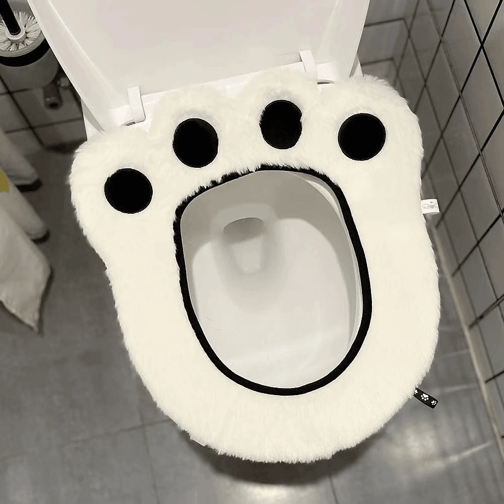 可爱熊掌卡通煤球马桶坐垫四季通用坐便器垫子家用粘贴