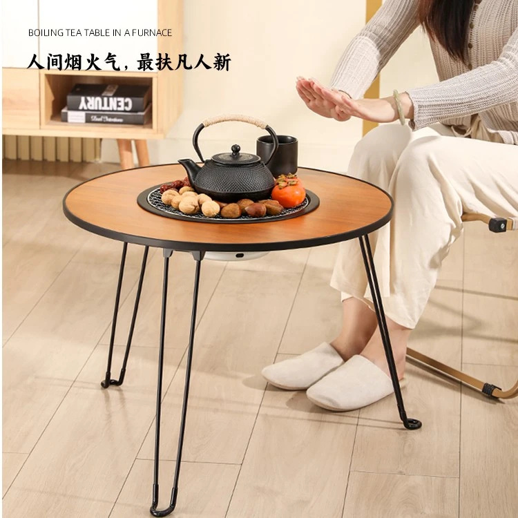 围炉煮茶家用烧烤桌室内取暖炉户外烧烤炉庭院木炭炉韩式煎烤盘