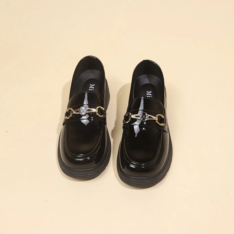 「好物合集」复古英伦风厚底亮皮乐福鞋2024新款百搭圆头乐福鞋