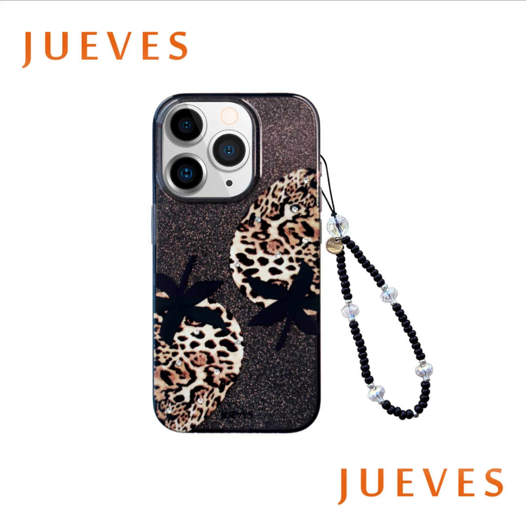 JUEVES黑草莓闪粉钻石手机壳/亚克力牛皮扣挂件/水晶mini链