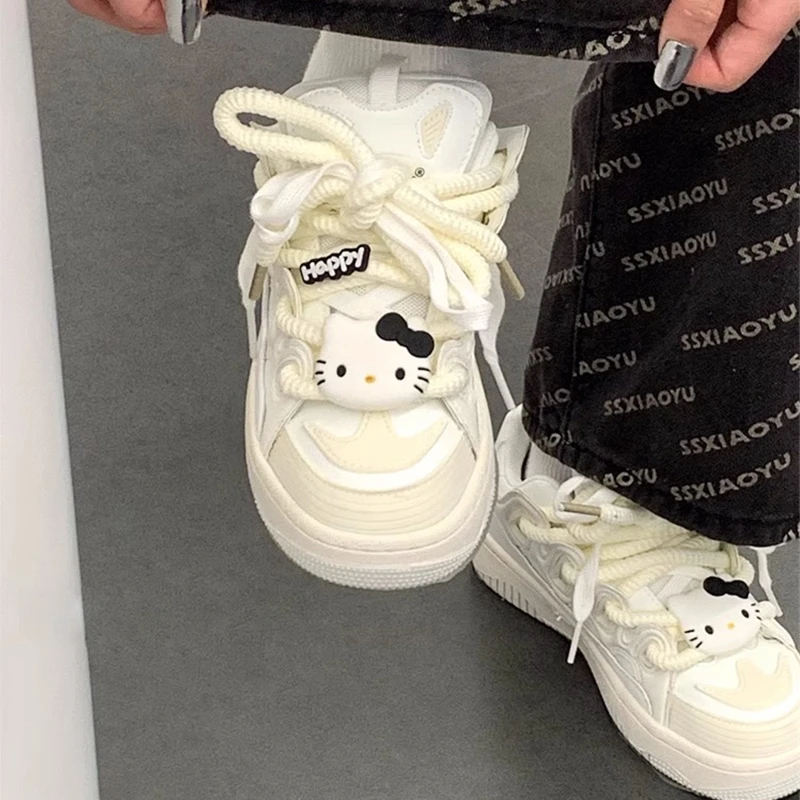 秋冬季回力休闲小众爆改kt猫小白鞋女2023年秋季新款ins日系卡通