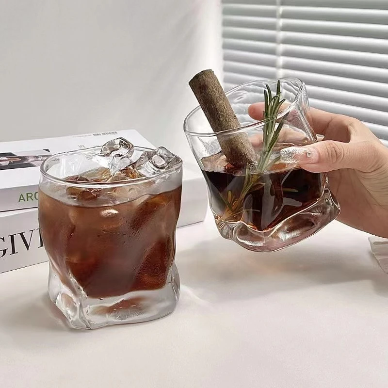 2只装威士忌杯玻璃杯网红高颜值水杯情侣家用调酒玻璃杯子家用