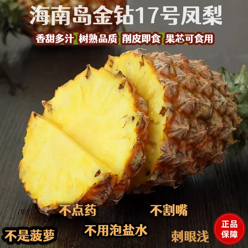 海南甄选17号金钻凤梨现货新鲜饱满清甜爆汁脆爽美味多汁树上熟