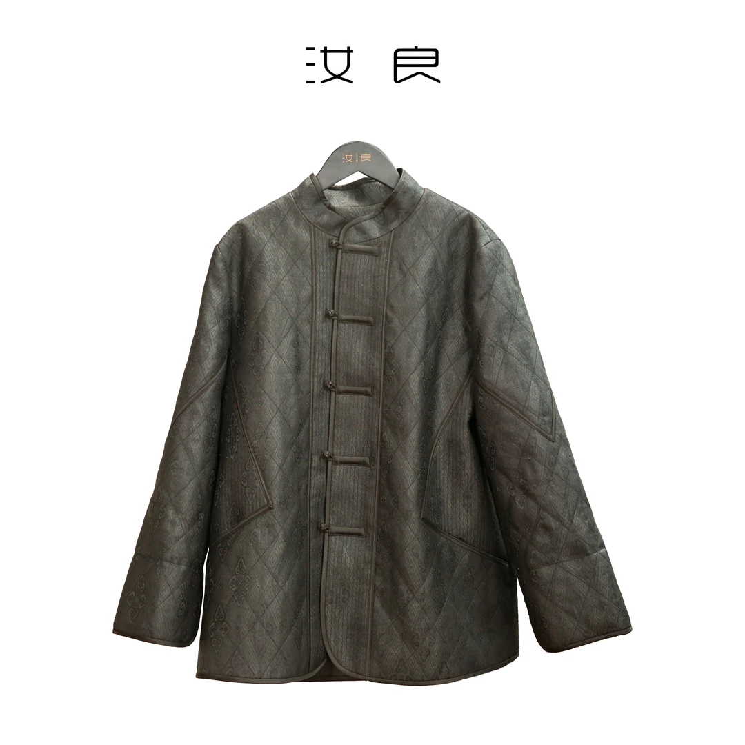 复古立领一字盘扣棉衣