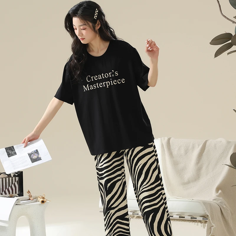 爆款2024新款高级感短袖夏季睡衣女套装春秋宽松可外穿夏天家居服