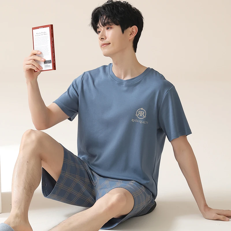 夏天男莫代尔夏季短袖2024年新款青少年加大码冰丝薄款家居服套装