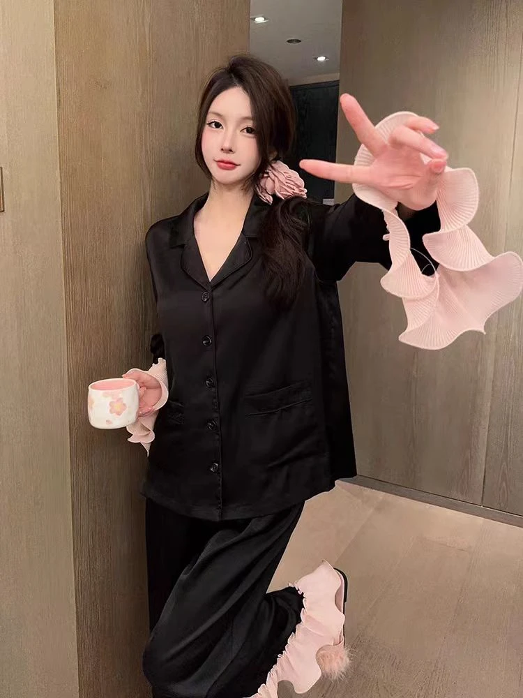 2024新款家居服睡衣套时尚百搭舒适纯欲设计感