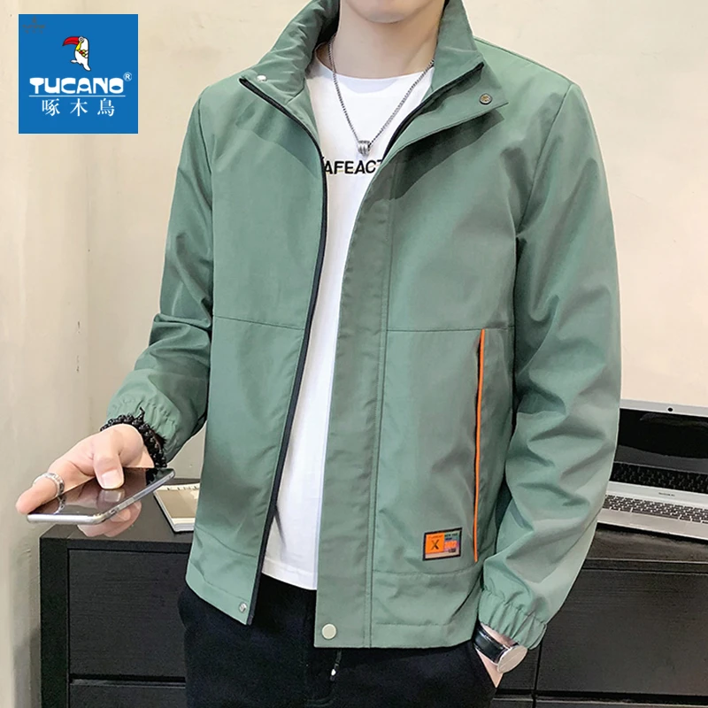 啄木鸟男士春秋季2025新款上衣时尚休闲韩版立领潮流百搭男装外套