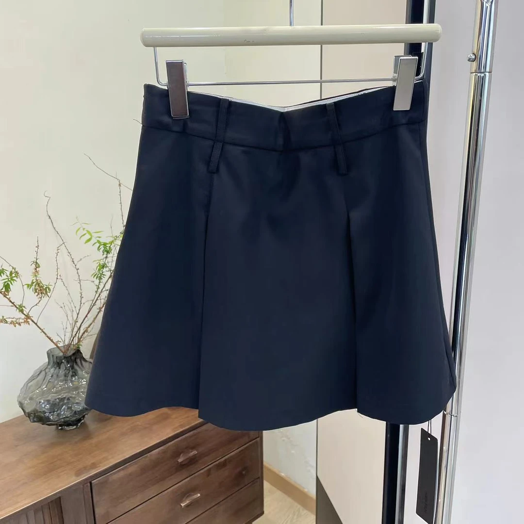 半身裙-40123523黑色高腰显瘦百褶裙