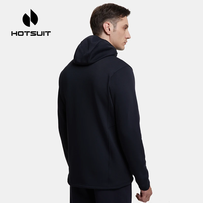 hotsuit后秀运动外套暖气绒连帽保暖针织开衫上衣男跑步加绒冬季