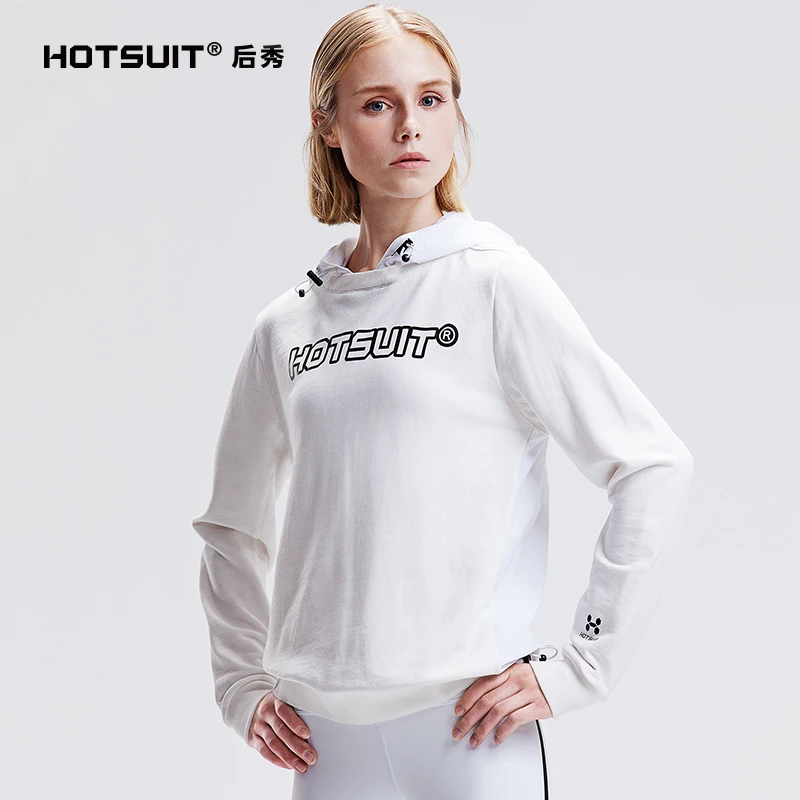 hotsuit运动卫衣2023冬季女套头拼接连帽外套长袖保暖透气T上衣q