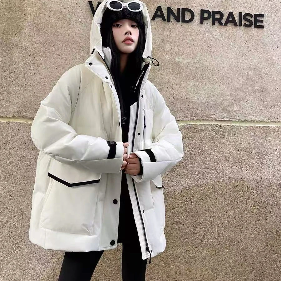 冬季90羽绒服户外工装连帽服美式登山服外套鸭绒抗寒面包服d10-1