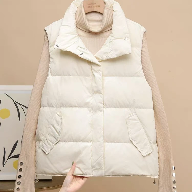 90白鸭羽绒服2024秋冬新款女短款韩版洋气马甲外套3608