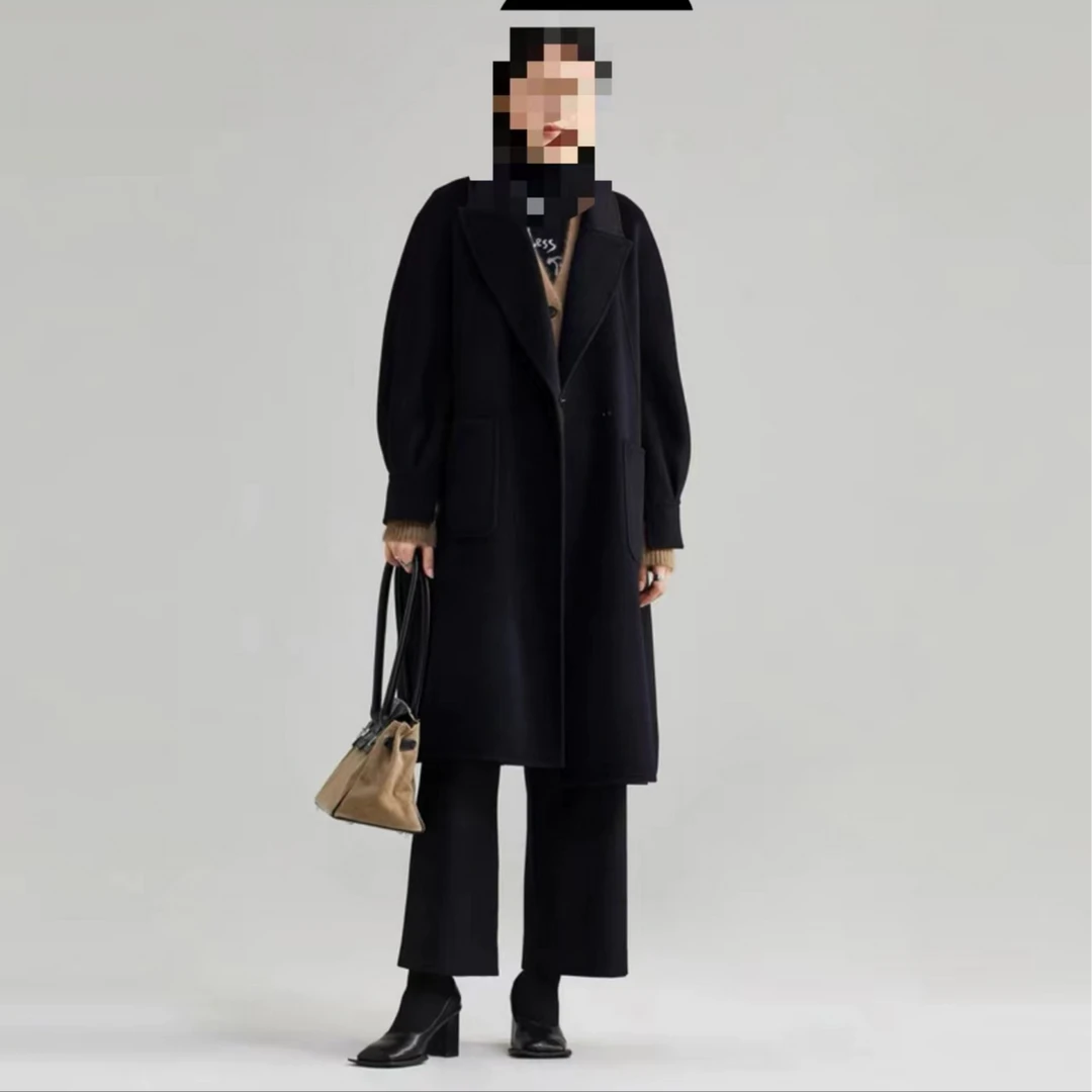 秋冬新款宽版宽松时尚大气毛呢大衣B5-6