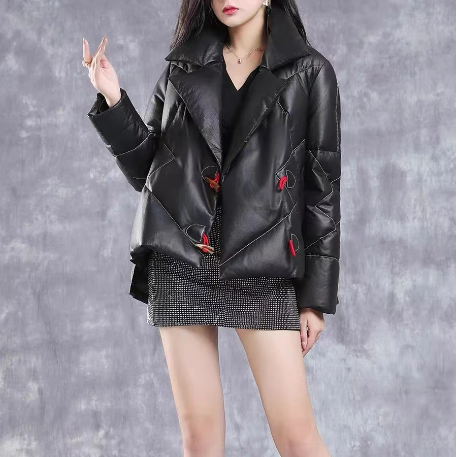 2024冬季新款女式PU皮羽绒服小个子高端免洗外套时尚流行D2-2