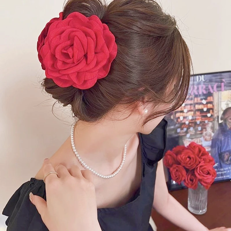 网红韩式高级感超仙双面干枯烧边粉红发卡气质抓夹鲨鱼夹发夹头饰