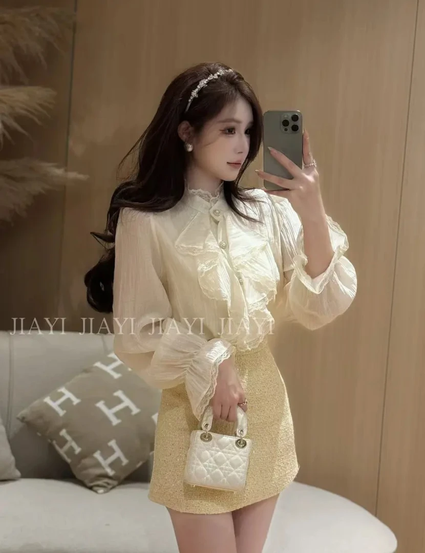 法式宫廷风气质绝美百搭加绒衬衫