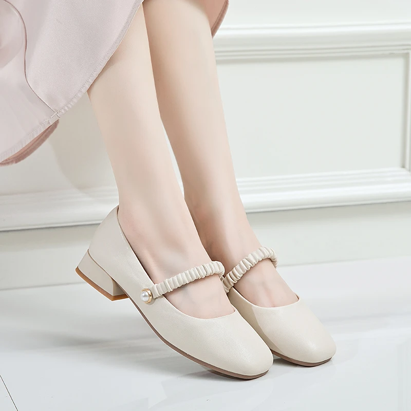 新款法式复古玛丽珍鞋舒适真皮时尚女单鞋新款皮鞋百搭一字扣