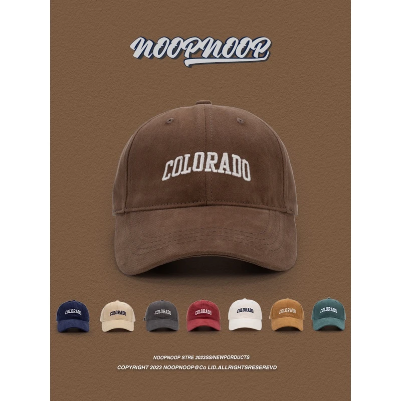 NOOP美式字母棒球帽女百搭显脸小大头围刺绣软顶帽子韩版男鸭舌帽