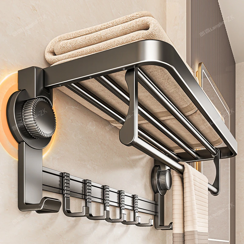 吸盘毛巾架卫生间免打孔浴巾架子浴室置物架一体厕所收纳挂钩挂杆