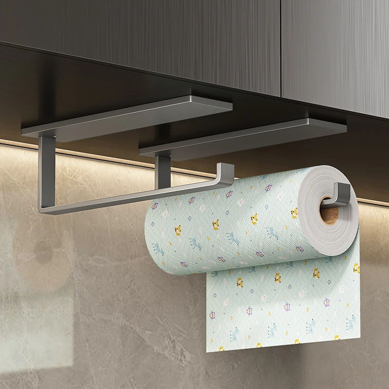 陶市厨房卷纸筒置物架免打孔橱柜卷纸架壁挂式保鲜膜抹布收纳挂架
