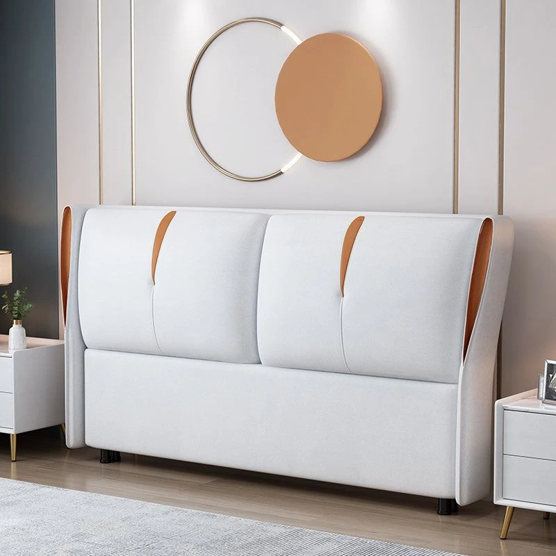 软包床头板简约现代落地靠背板新款北欧超迁皮全实木床头单买家用