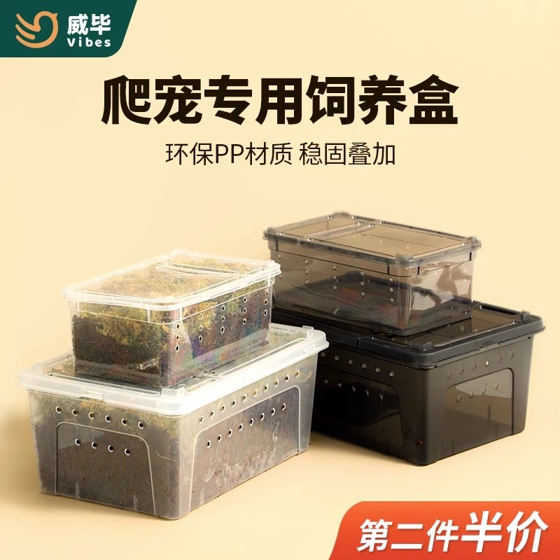 爬虫饲养盒适合蜘蛛角蛙蜥蜴蜗牛守宫小型饲养箱乌龟缸周转箱仓鼠