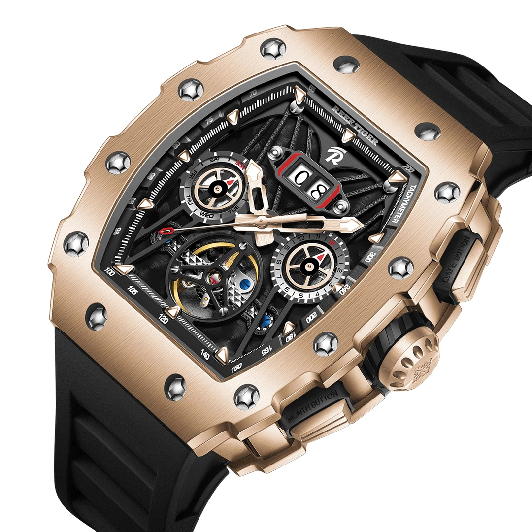 REEF TIGER/瑞夫泰格理察机械表男士多功能经典炫酷腕表手表名表