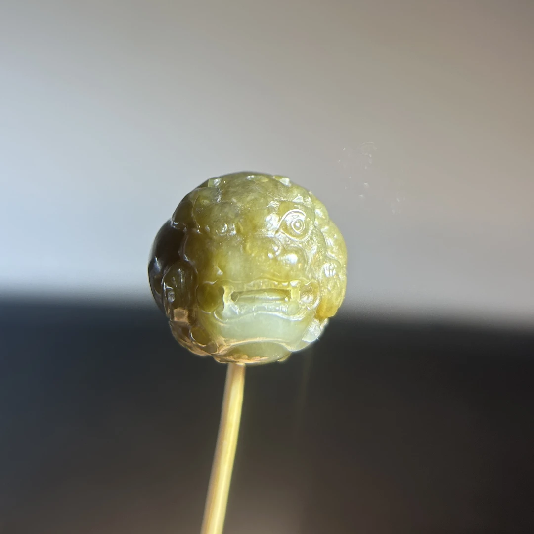 和田玉圆貔貅珠子和田玉且末糖白兽面龙珠和田玉貔犰圆珠通孔散珠