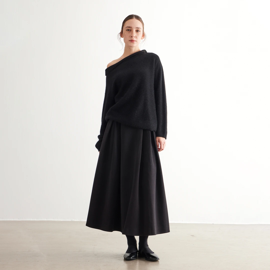 NOEND2024年新款毛呢半身裙 赫本风半裙 复古百搭造型中长款裙子