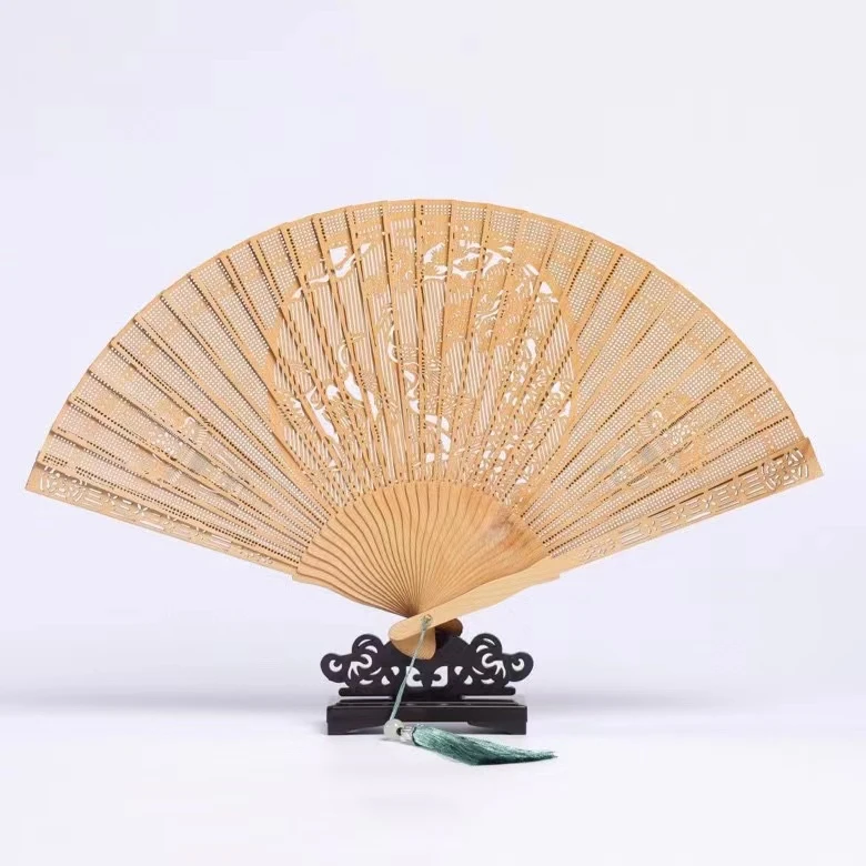 【香部尚书】崖柏香扇 收藏礼盒+流苏+置扇架 手工便携苏扇高档