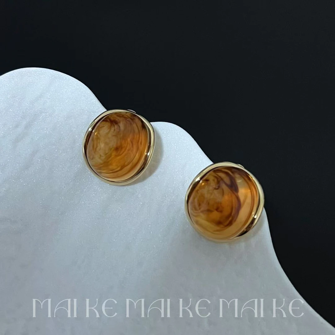 铜合金耳饰 法式复古气质不规则纹理几何耳钉新款耳饰女r002