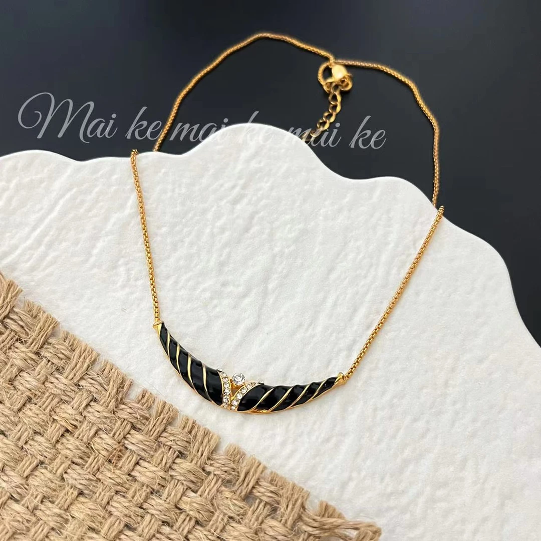 铜合金项链 x016复古经典黑金系列斑马纹项链欧美气质时尚高级感