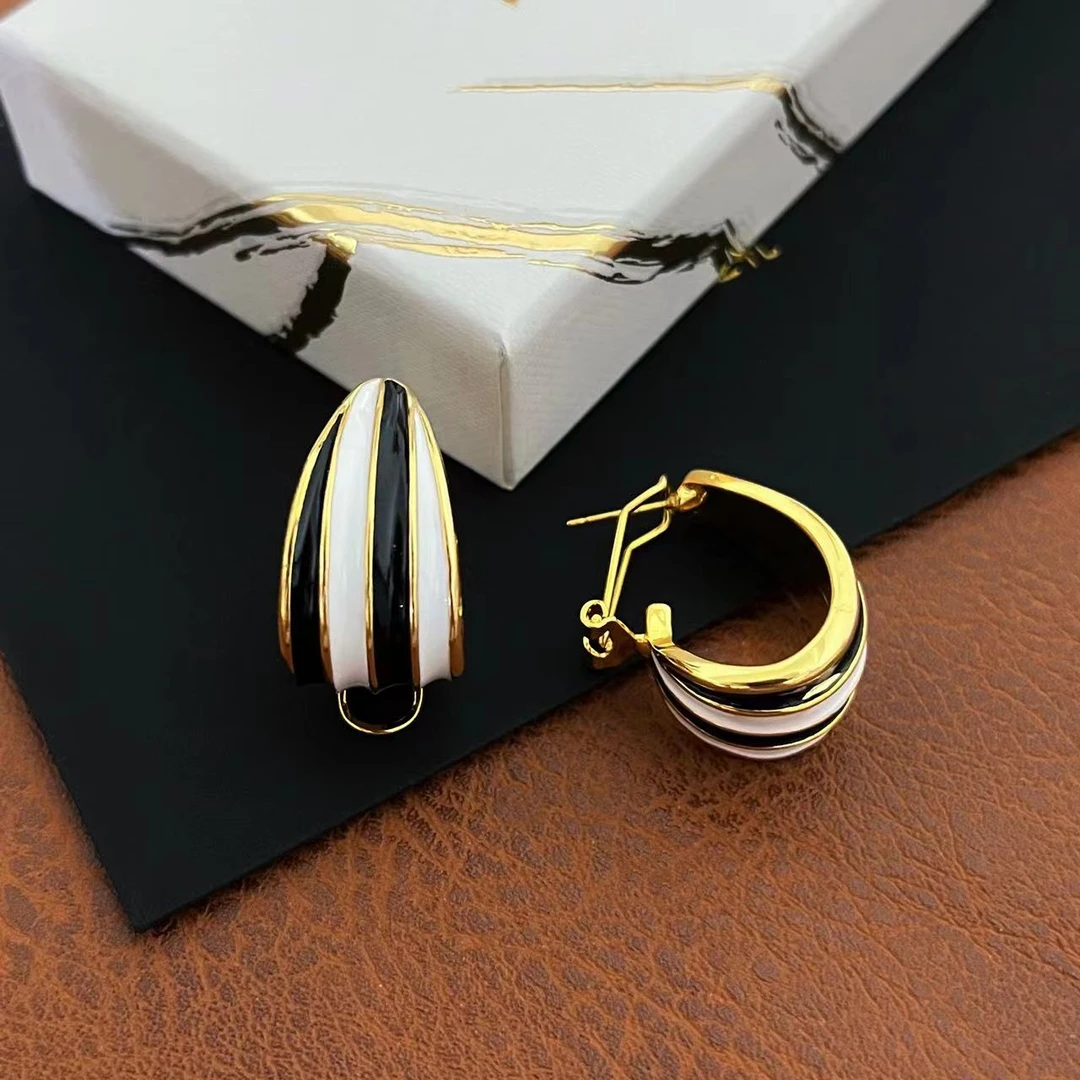 铜合金耳饰 r803新款斑马耳扣花纹耳饰小众设计重工感耳环中古女