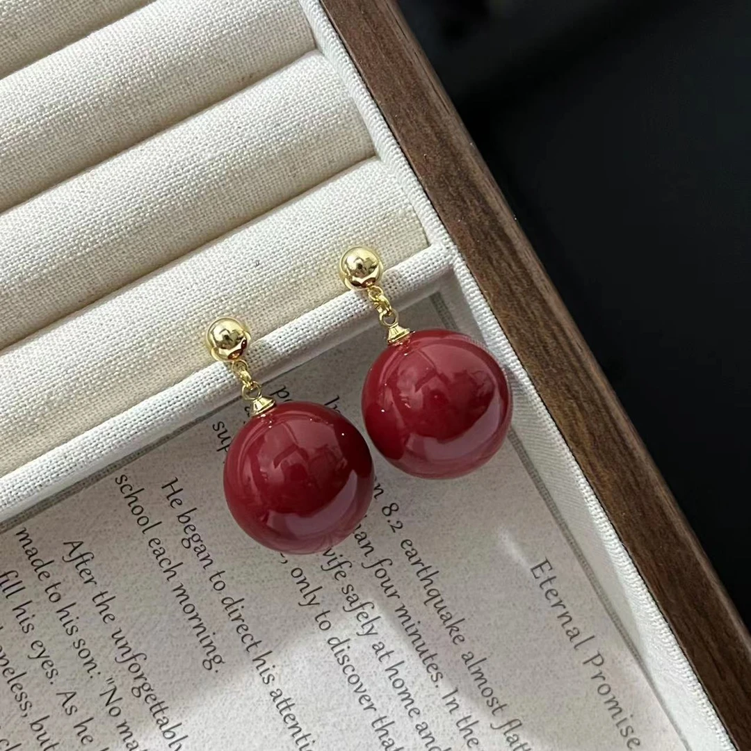 铜合金耳饰 轻奢大珠珠优雅气质高级感耳环小众设计耳钉耳饰r188