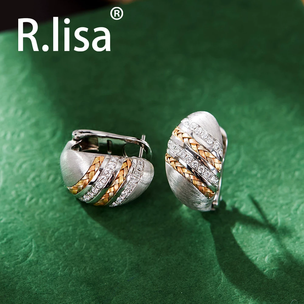 18K金钻石三色编织耳拍气质时尚复古欧美意大利工艺重工百搭个性