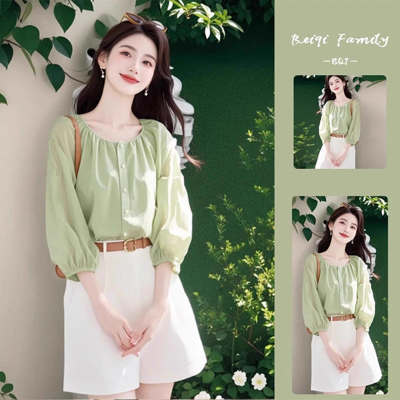 今年流行夏装欧货时尚洋气优雅女神范炸街减龄职业短裤两件套8247