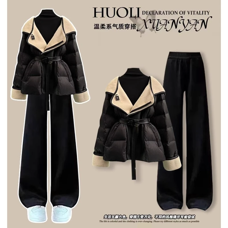 欧货小香风颗粒绒连帽棉服外套女2024冬季轻熟风加厚保暖两件套女