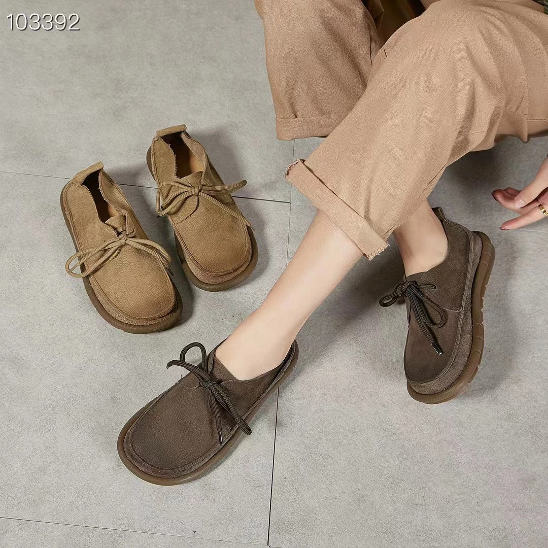 牛皮软底系带单鞋
