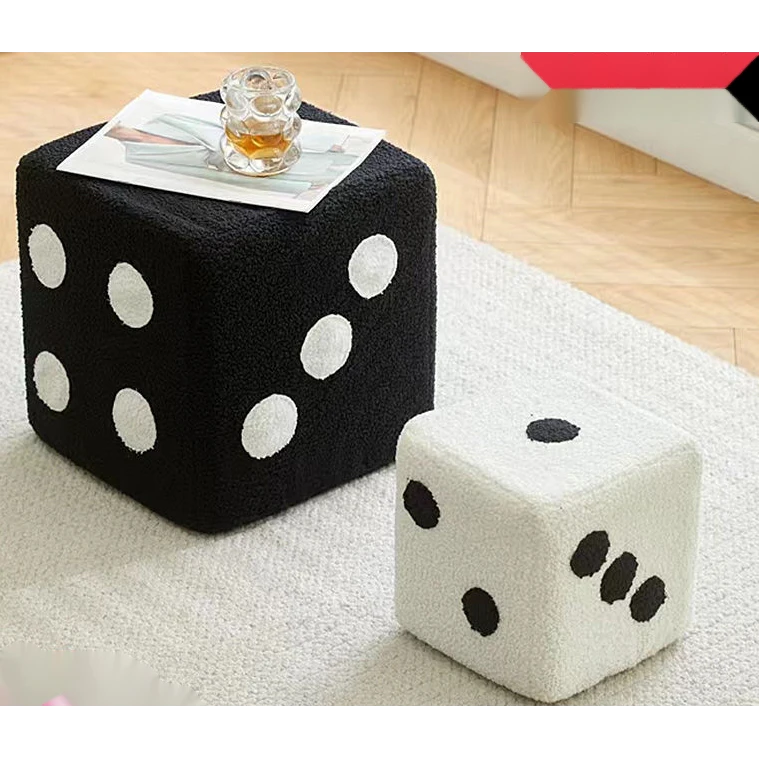 创意骰子板凳实木脚踏筛子坐墩儿童小矮凳子家用门口换鞋卡通客厅