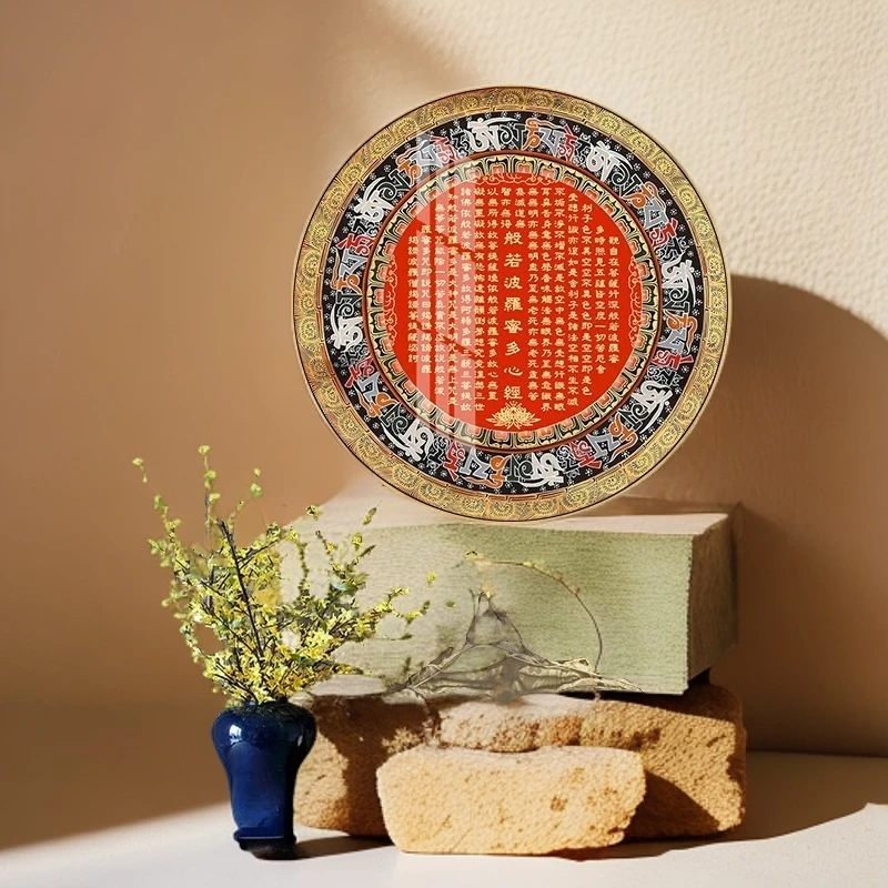 唐卡装饰画六字真言玄关入门西藏坛城佛堂心经圆形挂画楞严咒挂画