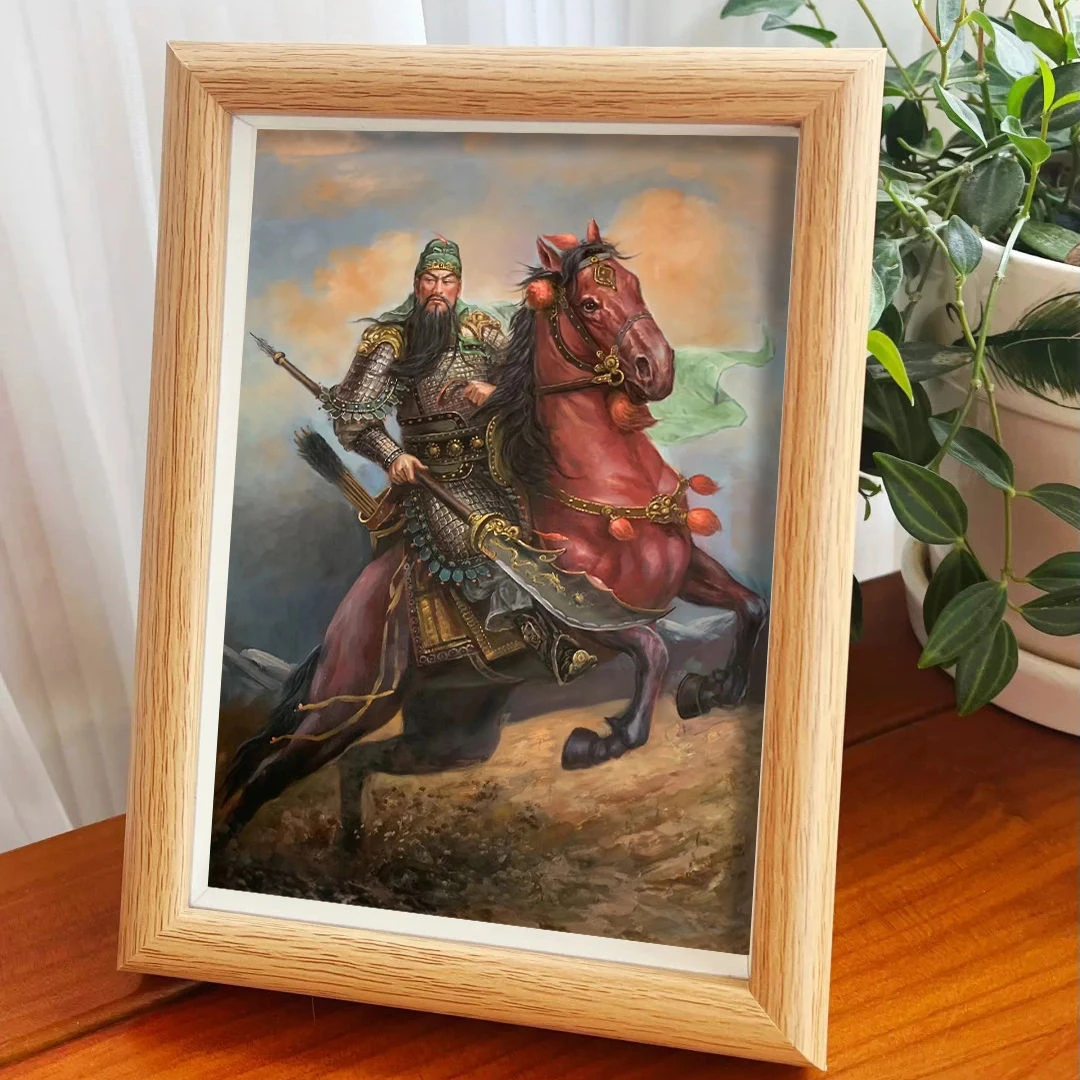 关羽关二爷威武周边相框玄关创意摆台卧室客厅书房挂墙生日礼物