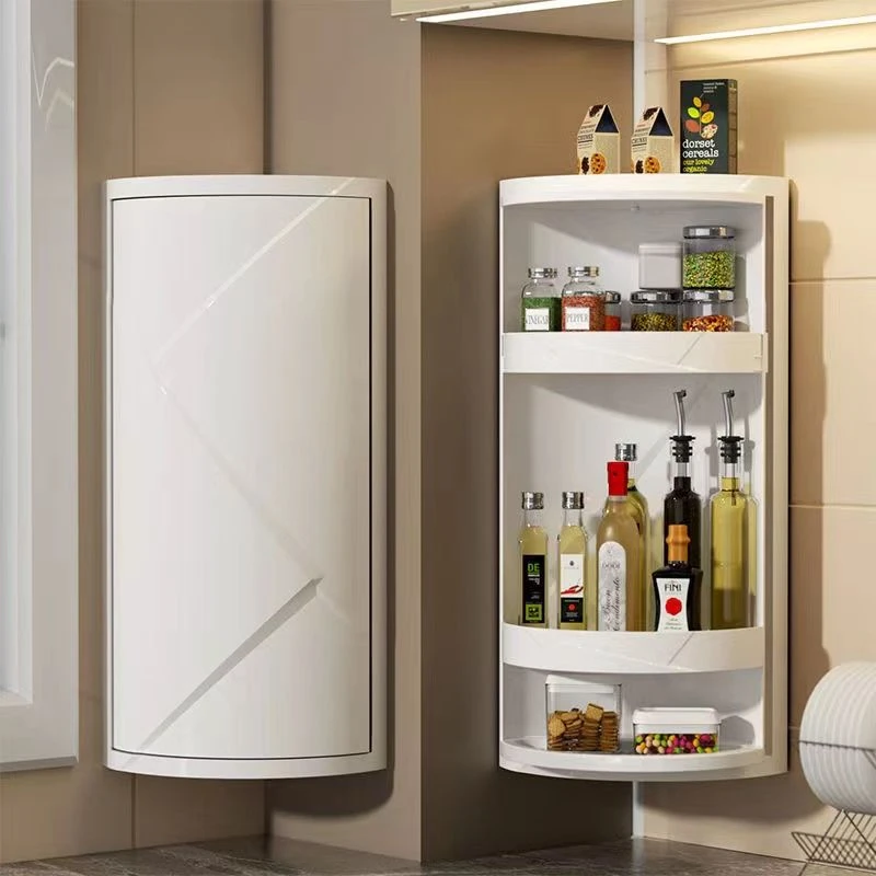 新疆包邮厨房置物架家用调料储物收纳架旋转式壁挂式角柜台面三角