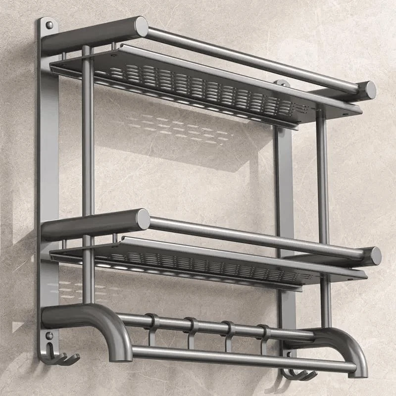 [新疆包邮]灰色卫生间置物架免打孔壁挂式洗澡间毛巾架洗