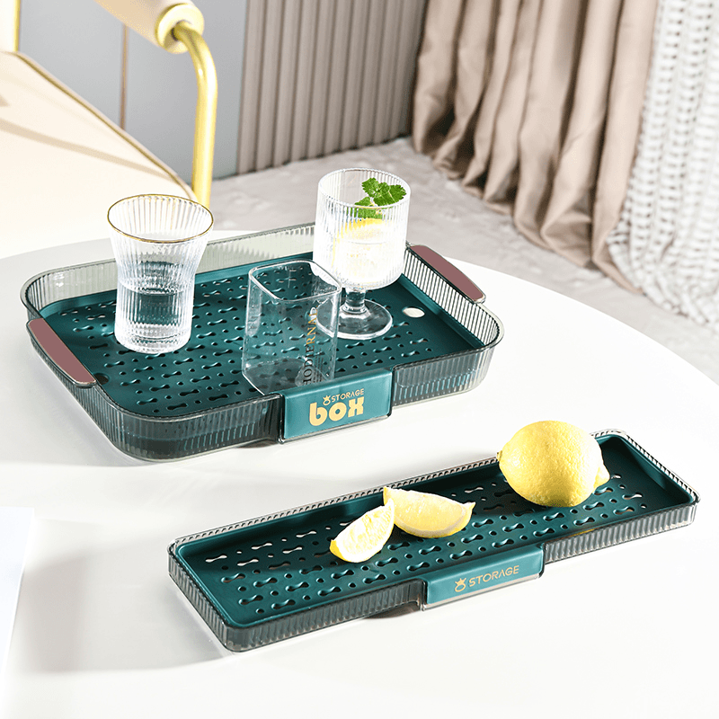 艾贝狸轻奢家居北欧创意双层沥水托盘客厅茶几厨房零食茶点收纳筐