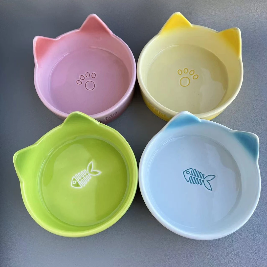 渐变猫咪碗宠物碗