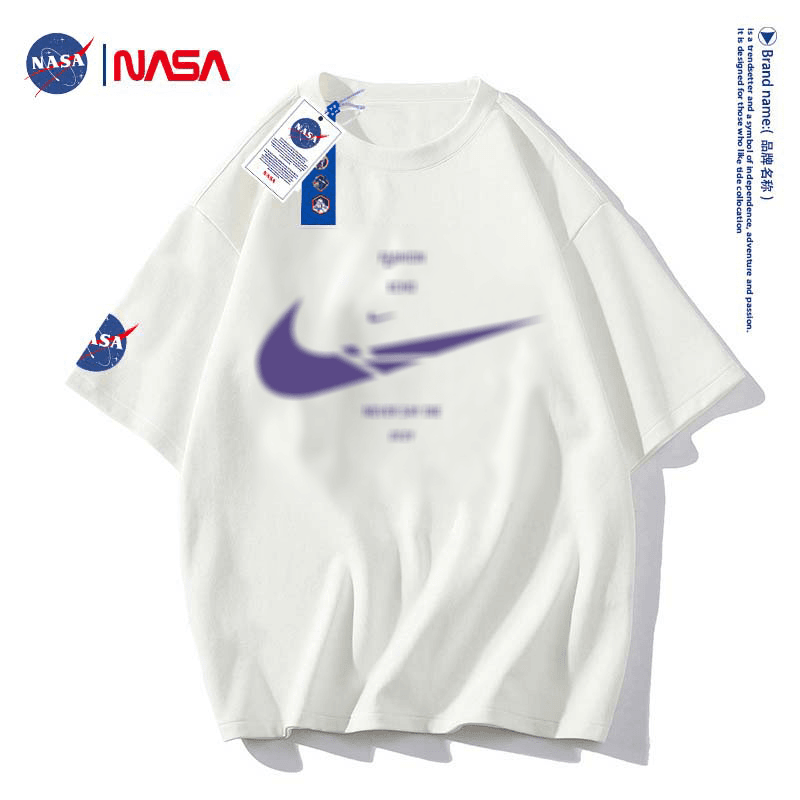 【奥莱精选3】NASA联名款 夏季潮流百搭字母断勾款情侣短袖 89353