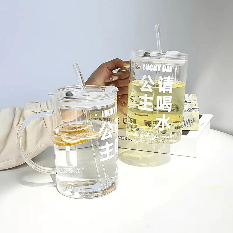 众琛定制款大容量高颜值公主请喝水玻璃杯1000ml