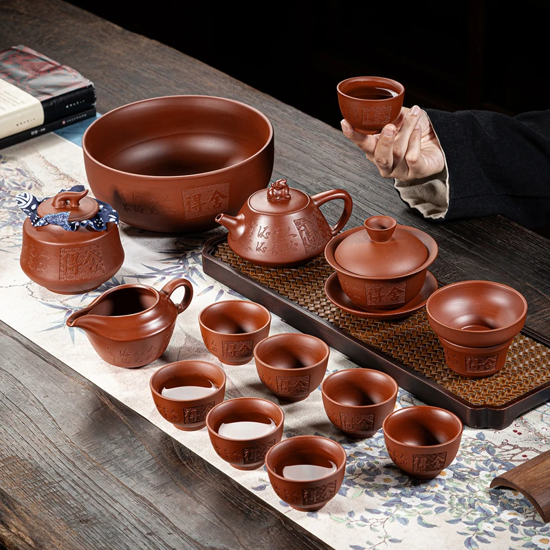 2023新款紫砂壶茶具套装家用复古中式泡茶壶茶杯功夫茶具一整套