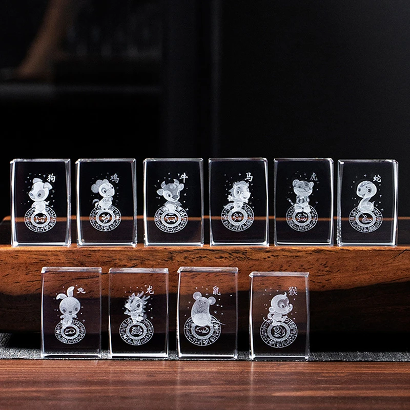 国潮十二生肖水晶玻璃盖置家用茶壶盖碗茶盖置托桌面精品茶玩摆件